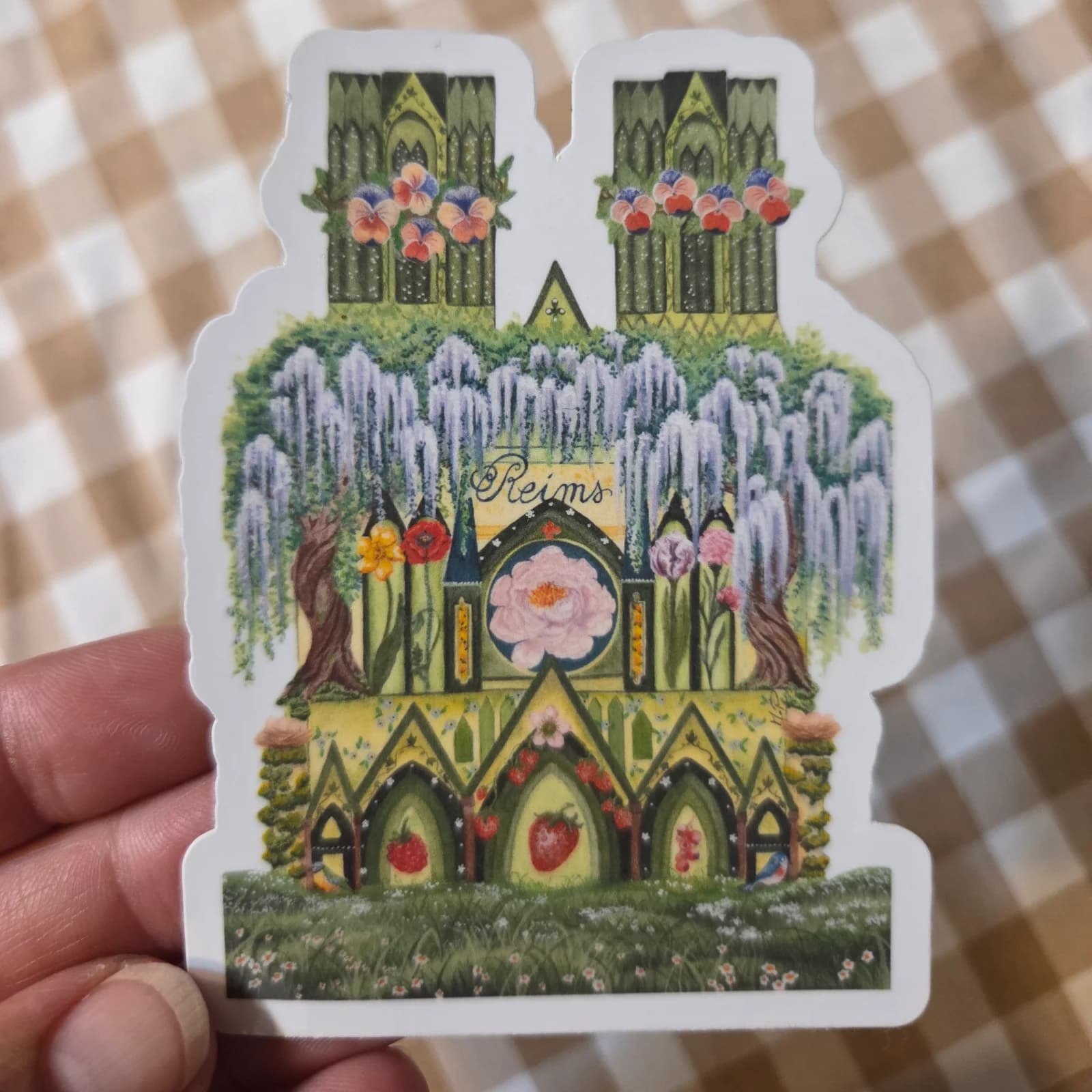 Lot de 4 stickers Cathédrale de Reims au fil des saisons