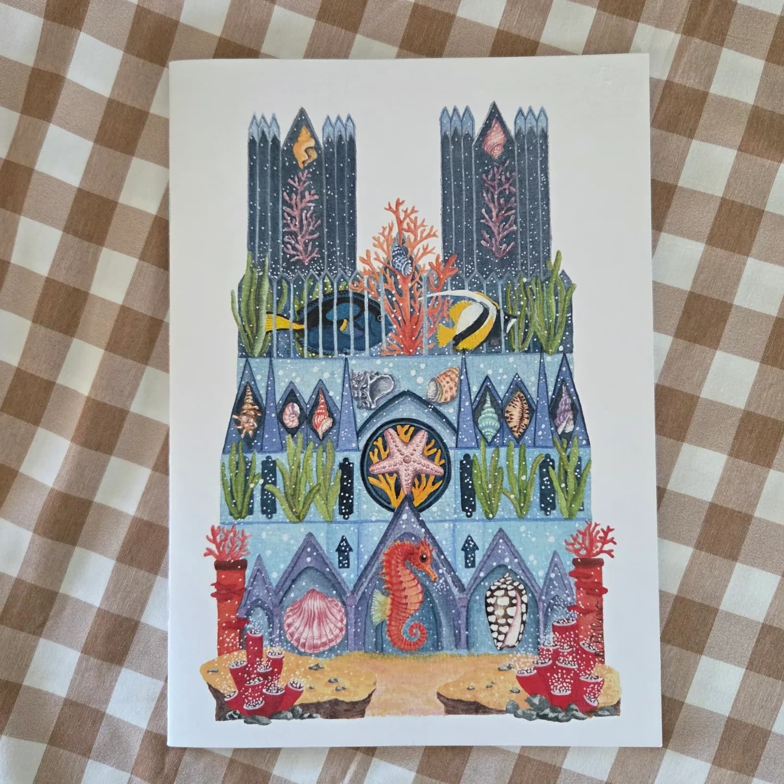 Carnet illustré univers marin et cathédrale